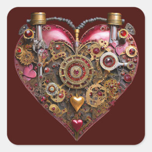 Streampunk Hart Robijn Valentijn Vierkante Sticker