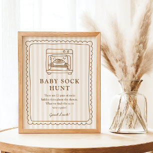 Streep Baby Sock Jacht Bord 'Bun in de Oven' Poster