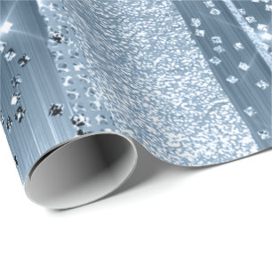 Streep BLAUW GRIJS KRISTALLEN BRUILOFT BRUIDSLIJNE Cadeaupapier