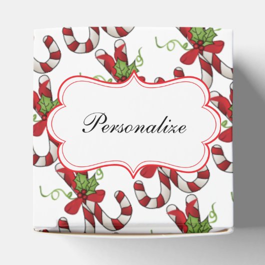 Streep Candy Canes met Holly en Bow Bedankdoosjes (Bovenkant)