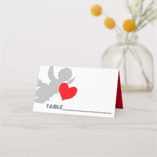Streep Cupido vorm en rood hart, Cupido silhouet