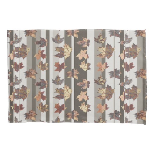 Streep Herfst Kleur Bladeren Kussensloop (Voorkant-Links)