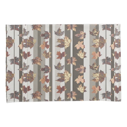 Streep Herfst Kleur Bladeren Kussensloop (Voorkant-Rechts)