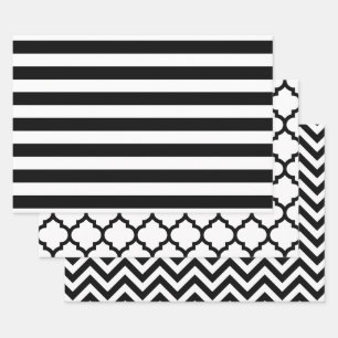 Streep Marokkaanse Chevron DIY Kleuren Wit Zwart Inpakpapier Vel