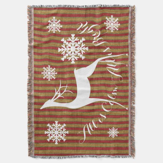  streep vakantie hertenworp deken (Voorkant Verticaal)