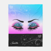  streepjes - Roze en Blauwe glitter Fleece Deken (Voorkant)