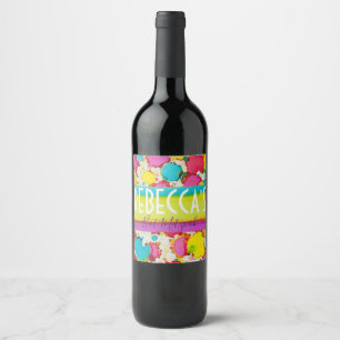 Streepjesbat Mitzvah Confetti Wine Etiket