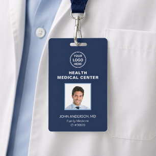 Streepjescode ID Medische Kliniek Dokter Navy Blau Badge