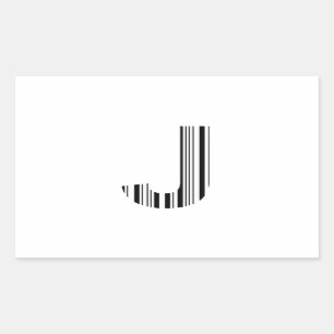 STREEPJESCODE LETTER J Eerste initiële streepjesco Rechthoekige Sticker