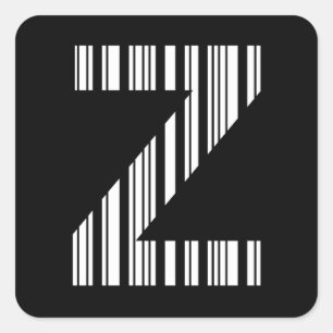 STREEPJESCODE LETTER Z Eerste initiële streepjesco Vierkante Sticker