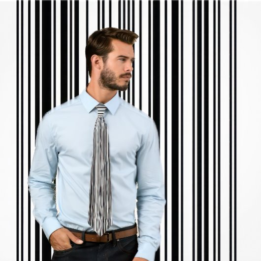 Streepjescode Verticaal Gestreept Stropdas (Zwart-