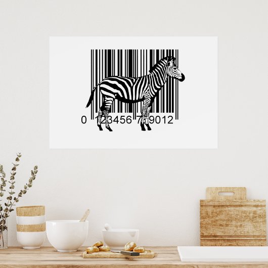 Streepjescode Zebra Poster (Keuken)