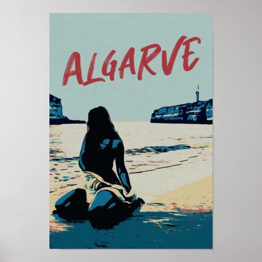 Streepjesillustratie Algarve Portugal Poster (Voorkant)