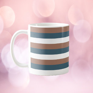 Streeppatroon Bruin Blauwgroen Wit Koffiemok