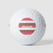 Streeppatroon Roze Bruin Wit Personaliseren Golfballen (Voorkant)