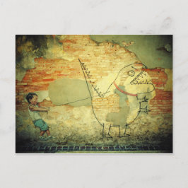 Street Art Briefkaart / Penang Maleisië streetart