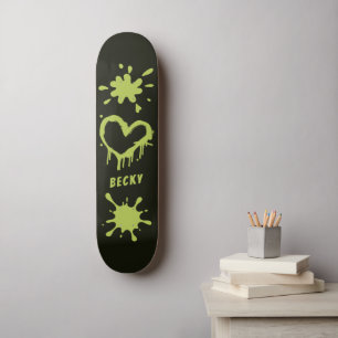 Street Art Hart Naam Zuur Groen Spat Skateboard