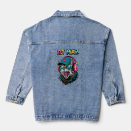 Street Cat DJ Attitude – Bold Streetwear Art Denim Jacket