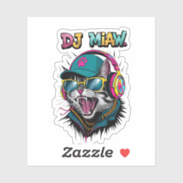 Street Cat DJ Attitude – Bold Streetwear Art Sticker