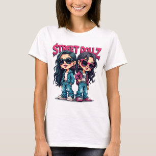 Street Dollz Baddie Girls Cartoon Graffiti T-shirt