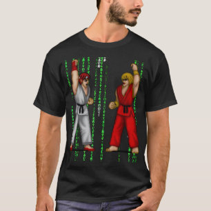 STREET FIGHTER RYU KEN MATRIX ZWART DOOR SAMURAI F T-SHIRT