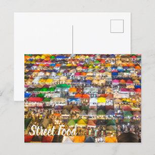 Street Food Market Rod Fai Bangkok Thailand Feestdagenkaart
