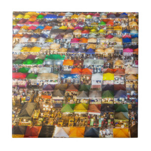 Street Food Market Rod Fai Bangkok Thailand Tegeltje