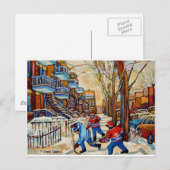 Street Hockey met 3 jongens Briefkaart (Voorkant / Achterkant)