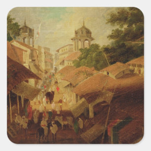 Street in Patna, c.1825 (olie op canvas) Vierkante Sticker