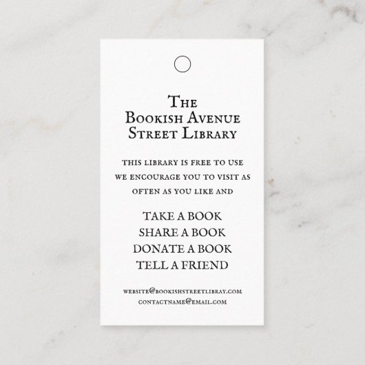Street Library Black White Visitekaartje (Achterkant)