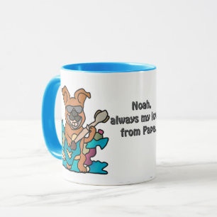 Street Retro hond met gitaar grappig Mok