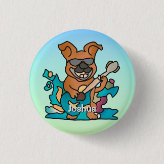 Street Retro hond met gitaar | grappig Ronde Button 3,2 Cm