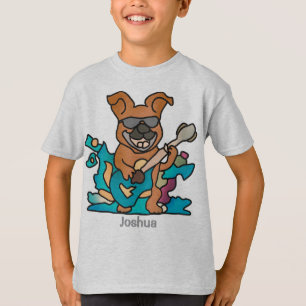 Street Retro hond met gitaar   grappig T-shirt