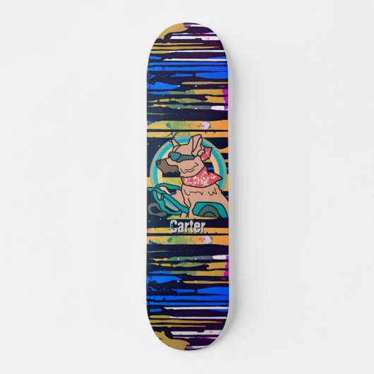 Street Retro Hond met Zonnebril | grappig Skateboard (Voorkant)