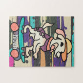 Street Retro hond op skateboard | grappig Legpuzzel (Horizontaal)