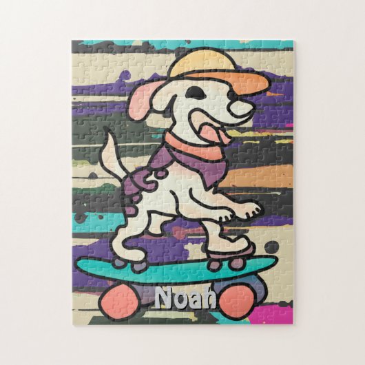 Street Retro hond op skateboard | grappig Legpuzzel (Verticaal)