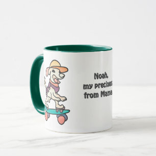 Street Retro hond op skateboard   grappig Mok