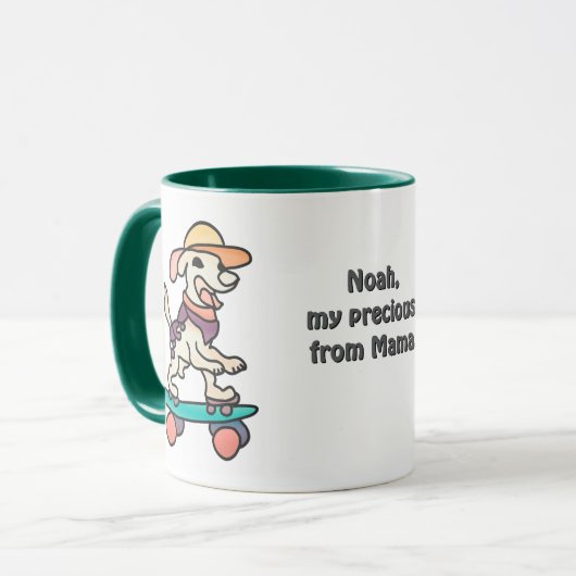 Street Retro hond op skateboard | grappig Mok (Voorkant links)