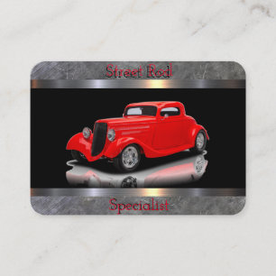 Street Rod Specialist Black, Red, Chrome Visitekaartje