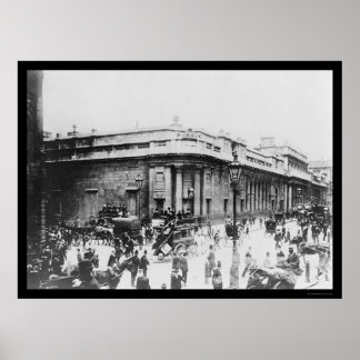 Street Scene bij de Bank of England in Londen 1914 Poster