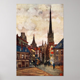 Street Scene Rouen France Medieval Poster