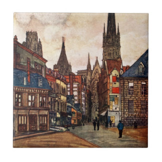  Street Scene Rouen France Medieval Tegeltje