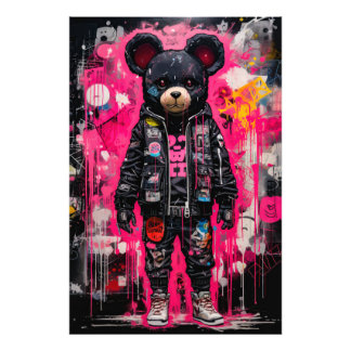 Street Soft: Teddy's roze opstand Foto Afdruk