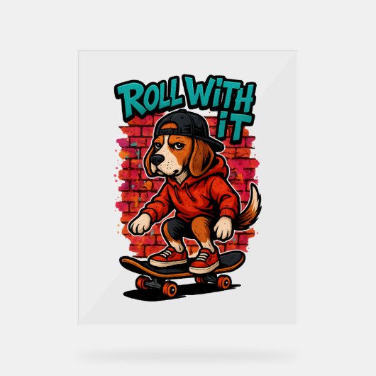 Street Style Beagle Skateboarding Graffiti Art Acryl Bord (Voorkant)