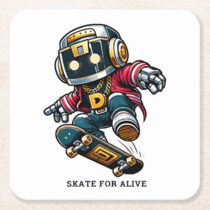 Street Style Skate Serie Vierkante Kartonnen Onderzetter