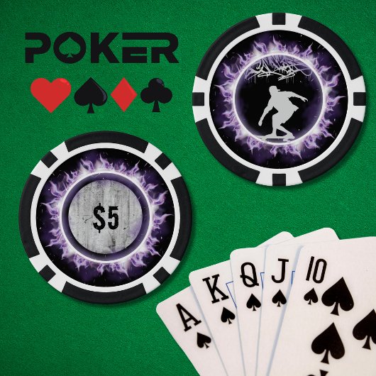 Street Style Skateboarder Paarse Poker Spel Chip