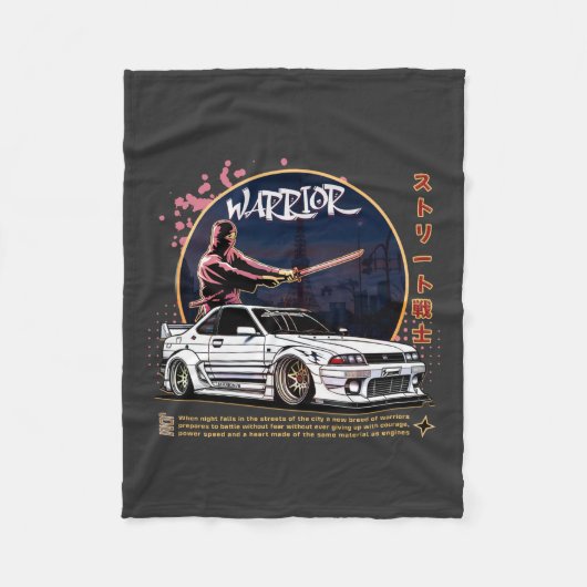 Street Warrior Samurai - Skyline Driver Fleece Deken (Voorkant)