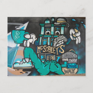 Streetart: gekke, grappige ierse koffie Graffiti Briefkaart