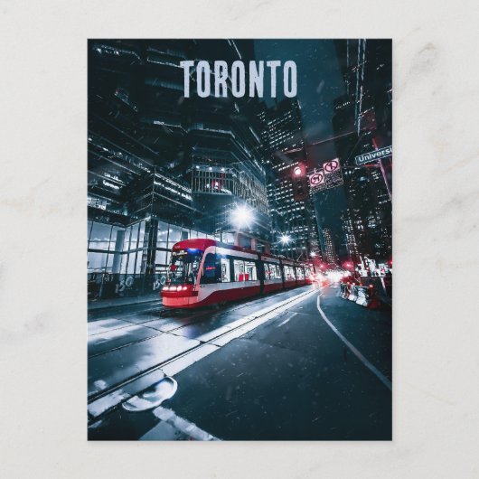 Streetcar bij nacht in Toronto Ontario Briefkaart (Voorkant)