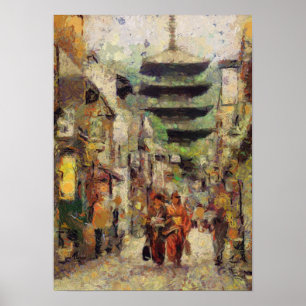 Streets van Kyoto-afdrukken Poster